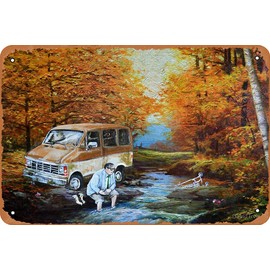 Metal Sign - Living In A Van Down By The River Tin Poster 12 X 8 Inches