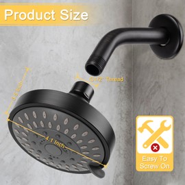AISOSO Shower Head, 5 Modes High Pressure Shower Heads for Relaxed Shower Experience, 4.1 Inch Bathroom Fixed Showerhead Even at Low Water Pressure for Powerful Spray, Oil Rubbed Bronze