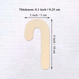 20pcs Christmas Candy Cane Wood Cutouts Unfinished Wooden DIY Craft Gift Tags Ornaments with Ropes for Birthday Wedding Christmas Tree Christmas Party Decoration