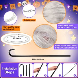 Jiuguva 7 Pcs Old Lady Costume for Kids Girls, 100th Days of School Costume for Kids Granny Nightgown Wig Cane Grandma Dress(Small)