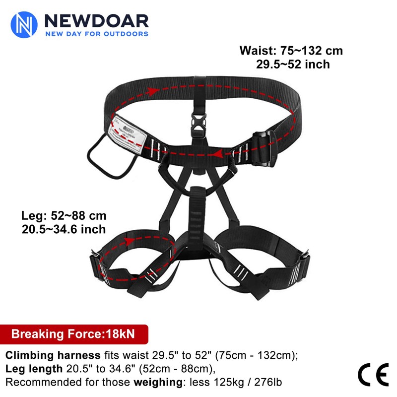 NewDoar Thickness Climbing Harness, CE Certification Wider Half Body Harness