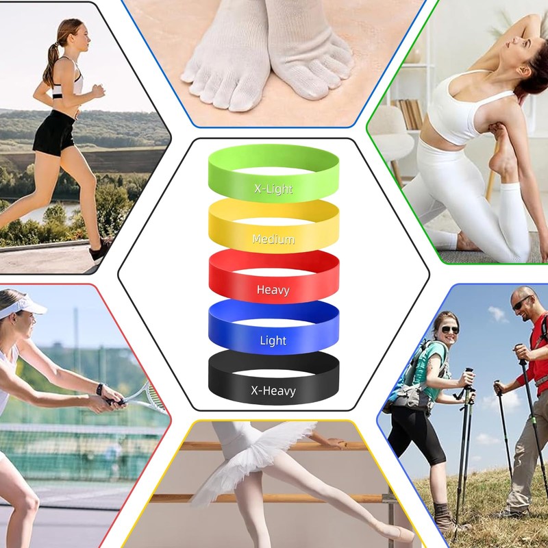 5 Pcs Latex Toe Stretch Bands with Storage Bag, Hallux