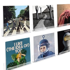 Boxalls 6 Pack Acrylic Vinyl Record Shelf Wall Mount, Clear Record Album Holder Storage Display Your Daily Listening in Style