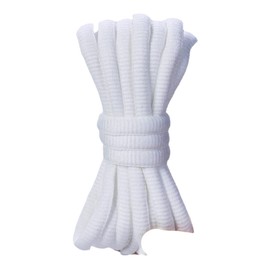 [PAIR] Oval Round Shoe laces, 6mmx140cm, Soft Trainer Lace, Sneaker Lace, Polyester Knit, Sports, Casual, Hiking, Mountaineering, Walking, Running (White)