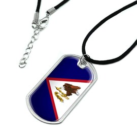 GRAPHICS & MORE American Samoa US Territory Flag Military Dog Tag Pendant Necklace with Cord