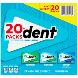 TRĪ-DENT Sugar-Free Mint Gum Variety Pack – 280 Sticks, Spearmint, Mint Bliss & Original Flavors, Long Lasting, 20 count