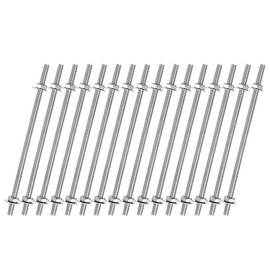 uxcell 16pcs 8/32 Inch M4 Threaded Rods with 32pcs Hex Nuts and Washers 4 Inch 201 Stainless Steel Full Threads Right-Hand Thread for Hangers, U-Bolts, Beaded Garden Stake Rods, Silver