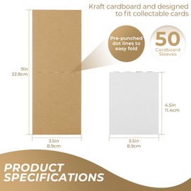 Golden State Art, 50 Pack 3.5X4.5 Inch Trading Card Protector, Shipping Corrugated Sheet, Cardboard Inserts, Sport Baseball Football Card Folders, White