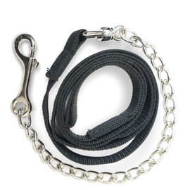 Lead Chain for Horses, Safe Guide with Iron Chain and Nylon Handle, Lead Lead Suitable for Stallion Dogs, Ponies, Donkeys, Length 2.10 m (Black)