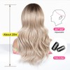 OUFEI Long Ombre Ash Blonde Wig with Curtain Fringe Natural