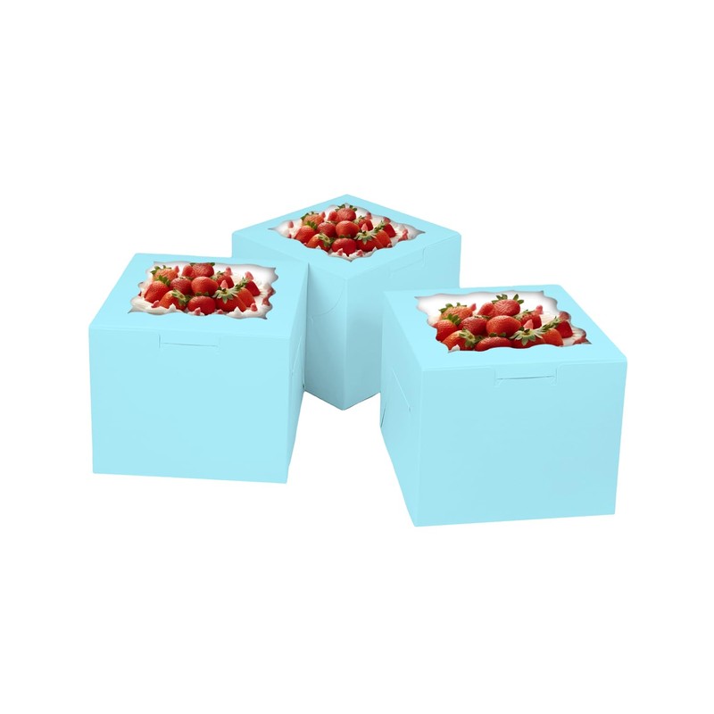 Bakepacker 36pcs 6x6x5 Inches Cake Boxes with Window, 18-Pack Light