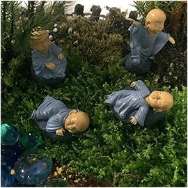 Funshowcase Monk Zen Garden Miniature 4 in Set, Blue