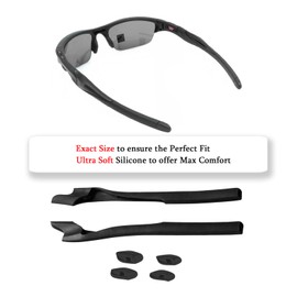 Replacement Rubber Kit Earsocks Nose Pads for Oakley Half Jacket 2.0 OO9144/Half Jacket 2.0 XL OO9154 Sunglasses Frame, Black Ear Temple Sleeve Set
