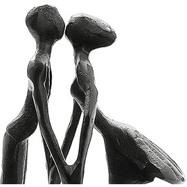 Affectionate Couple Art Iron Sculpture, Passionate Love Figurine Statue Romantic Metal Ornament Home & Office Decoration