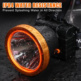 Kitness High Lumen Coon Hunting Light, Hands-Free Superbright LED Headlamp, Waterproof & Rechargeable Spotlight, 2 Light Modes Headlight for Hunting, Hiking and Fishing (Gold-White Light)