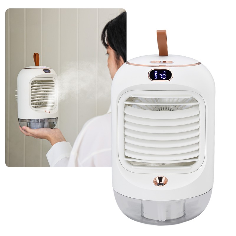 Mini Air Conditioner Humidifier Aromather 3 Gears 5 Blades USB