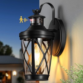 VIANIS Motion Sensor Outdoor Light Fixtures, Black Modern Porch Lights Wall Mount, Waterproof Outdoor Lanterns Wall Sconce, Exterior Coach Lights for Garage with E26 Base, Anti-Rust, Weather Resistant