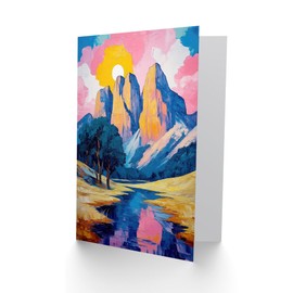 Artery8 Greeting Card Colorado Mountain Peaks Colourful Landscape Blank For Him Or Her Art Birthday Card