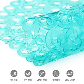 WELTRXE Bath Mat Non Slip Anti Mould, 69x35cm Oval Green PVC Bathtub Mat, Ring Pattern Shower Mat for Inside Bath, Non Slip Bath Tub Mat with Suction Cups, Quick Drain, Machine Washable