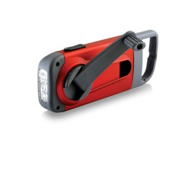 Eton American Red Cross Crank-Powered Clipray Clip-On Flashlight & Smartphone Charger, Solar Powered, Hand Crank, Cherry Red, Commitment to Preparedness