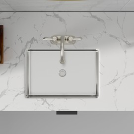 Sarlai Undermount Bathroom Sink - 20"x14" Vessel Sink Stainless Steel Rectangle Undermount Bathroom Vanity Lavatory Restroom Bathroom Vessel Sink Basin