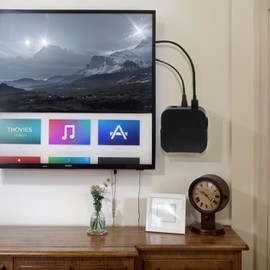 Wall Mount Compatible with A.pple TV 4K, a.pple TV Box Holder on TV, A.pple TV Wall Mount Stand, Smart TV Box Wall Mount Holder, A.PPL TV Box Protective Case (Black)