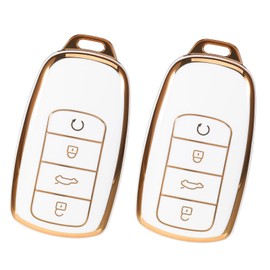 2Pcs Car Key Cover, Fob Case Soft TPU Remote Key Fob Cover, 360 Degree All Round Package Car Key Fob Protector Compatible, Car Accessories Excellent Touch for Durable (White)