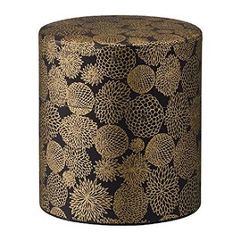 Kotodo Takahashi Manufacturing Tea Can Japanese Washi and Dye Can Flat Type 150g Gold Flower #69 Black Gold Flower