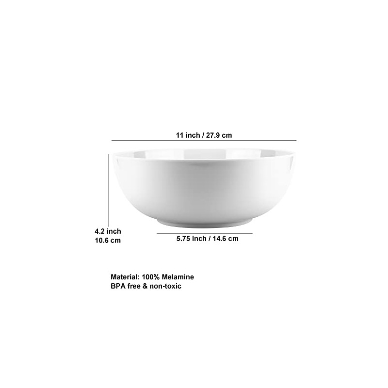 KX-WARE 11-inch Melamine Serving Bowls - Larger Salad Bowls Mixing