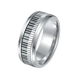 Piano Keys Anxiety Ring for Women Girls Men Stainless Steel Relief Fidget Ring Spinner Ring Statement Rings Finger Band Christmas Jewelry Gifts (11)