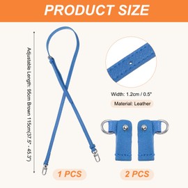 PATIKIL Leather Shoulder Straps, Adjustable Purse Straps Replacement Kit Crossbody Handbag with Silver Clasp for Mini Tote Bag, Bright Blue