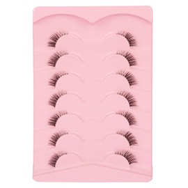 Gmagictobo False Eyelashes Half Natural Lashes Wispy Clear Band Lashes Pack Cat Eye 3D Faux Mink Lashes Short Fake Eyelashes 7 Pairs