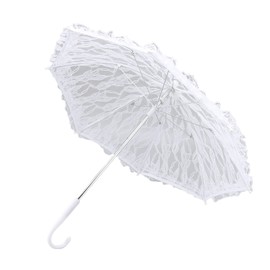 TOPINCN White Lace Parasol Umbrella, J Handle Elegant Bridal Vintage Prop Romantic Bridal Umbrella Crafts for Wedding Party Decorations