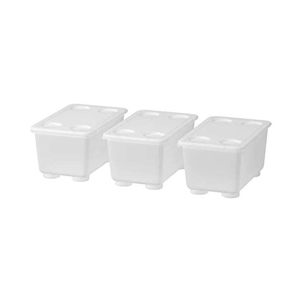 Ikea GLIS: Box with Lid, 6.7 x 4.9 inches (17 x 10 cm), Set of 3, White (604.661.47)