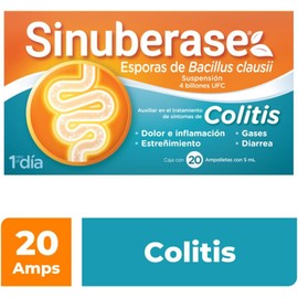 SINUBERASE Sinuberase Colitis Probiotics in Suspension 4 Billion, 20 Vials, color, 1 count, pack of/package of 1