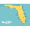 Best Maps Ever Florida Beaches Checklist Map 18x24 Poster (Marigold