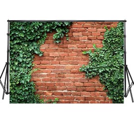 Sensfun 8x6ft Vintage Red Brick Wall Photo Backdrop Nature Ivy Green Leaves Covered Wall Photography Backgrounds for Baby Shower Birthday Party Christmas Photobooth Banner Photo Studio Props(WP034)
