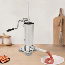 Sausage Stuffer - Stainless Steel Manual Sausage Maker - 3.5L 8LBS Vertical Meat Sausage Stuffer Machine with 8 Filling Tubes Attachment for Professional Commercial Kitchen and Home Use