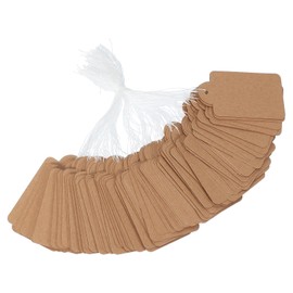 MECCANIXITY Price Tags 2.76"x1.57", Writable Labels Display Label Hang Tag with Elastic String for Clothing Homemade Pricing,(Brown, Pack of 200)
