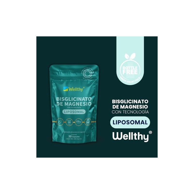 Wellthy Bisglicinato Magnesio Liposomal Cápsulas Entrega Optimizada Mas Alta Biodisponibilidad
