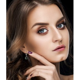 Natural raw emerald drop earrings with 925 sterling silver and rhodium plated hook, may birthstone dangle earrings, uniquelan Jewelry (emerald)