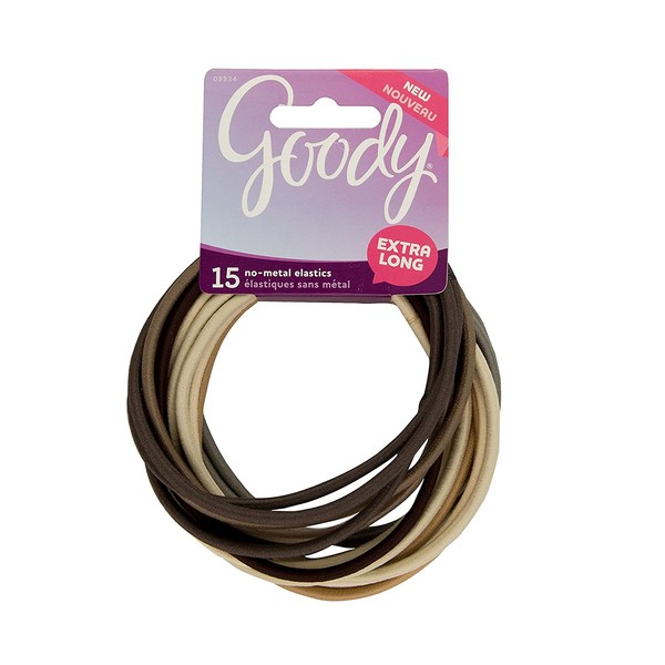 Goody Ouchless Extra Long Elastic Hair Ties, Assorted Primal Neutral Colors (Pack of 3)