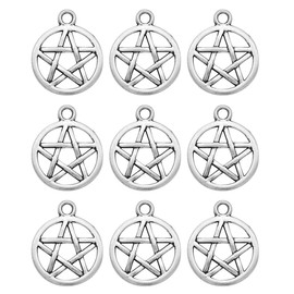 Supvox 50pcs Silver Tone Pentagram Charms Pendant Unisex Pendant (Silver)
