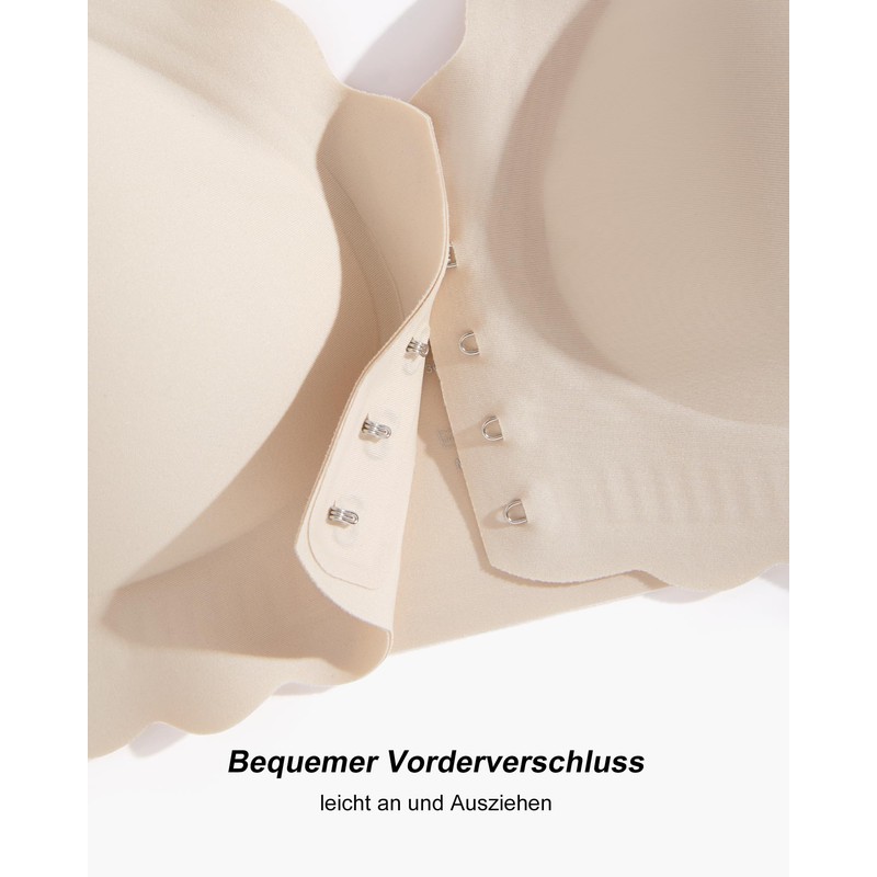 SHARICCA Women's Front Closure Bra - Without Underwire, V Neck,