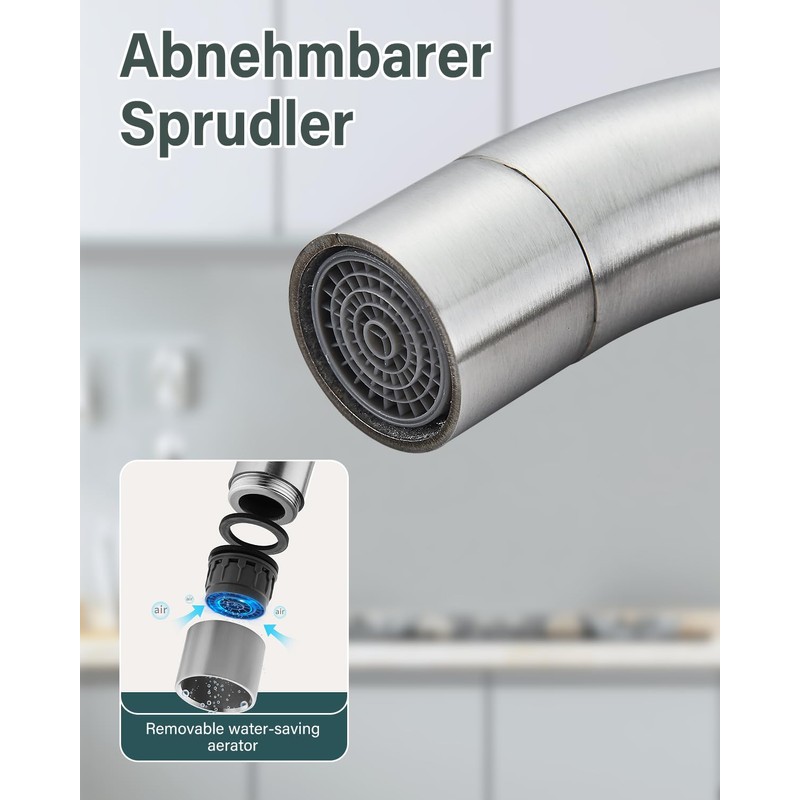 Hbronzeshower Bathroom Tap, 360° Swivel, Single-Lever Basin Mixer Tap (Brushed)