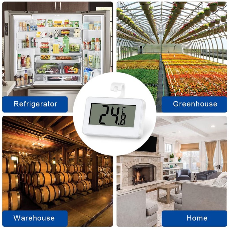 OFFCUP Fridge Thermometer Digital, 2pcs Refrigerator Thermometer, LCD Digital Waterproof