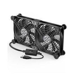 ELUTENG USB Cooling Fan, 4.7 inches (12 cm), Dual USB Fan, Quiet, Anti-Vibration Rubber Feet, 3 Levels of Air Flow Adjustment, 1,400 RPM x 2, Horizontal Possible, 5 V, Powerful Cooling Cooler, Thin, Compatible with PC/PS5/PS4/Laptop/Router/Aquarium, 4.7 inches (12 cm)
