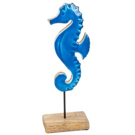 Logbuch-Verlag Seahorse Decorative Figure Blue Maritime 28 cm Nautical Decoration Summer Bathroom to Stand Up
