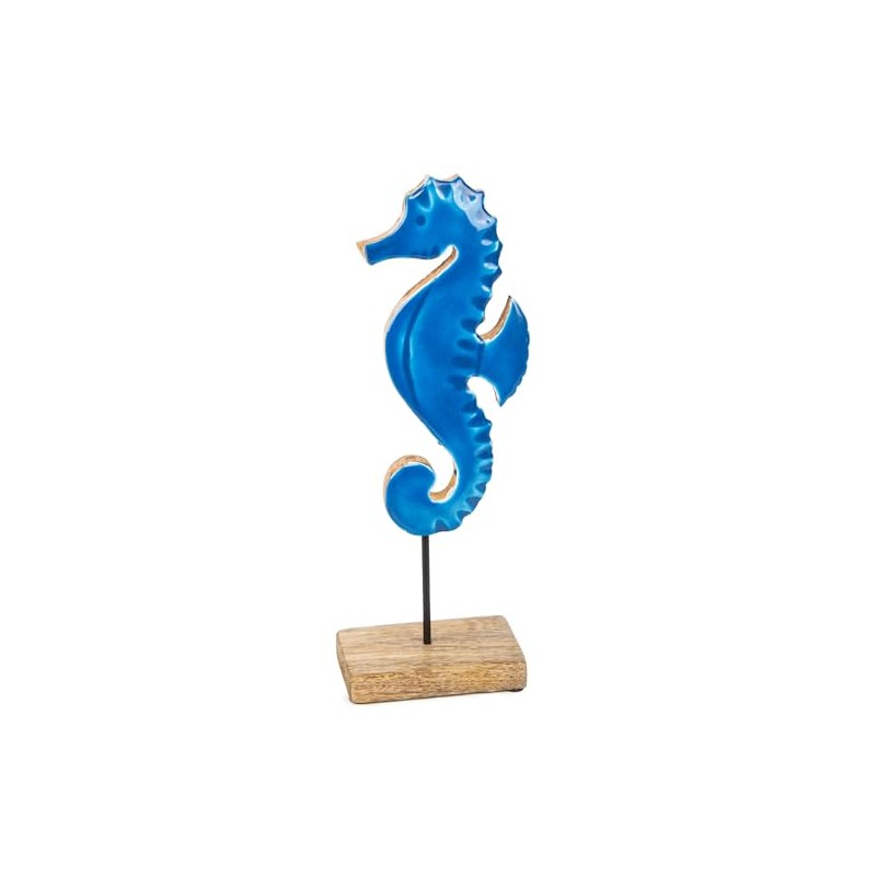 Logbuch-Verlag Seahorse Decorative Figure Blue Maritime 28 cm Nautical Decoration