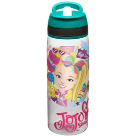 Zak Designs Jojo Siwa - Botella de agua para niños con pajita y lazo de transporte integrado, botella de agua duradera con boca ancha y diseño resistente a las roturas es perfecta para niñas (25 onzas, verde, Tritán, sin BPA), azul Jojo Siwa